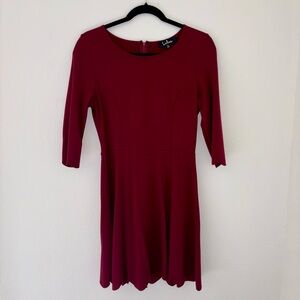 Lulus Burgundy Scalloped Mini Dress - M